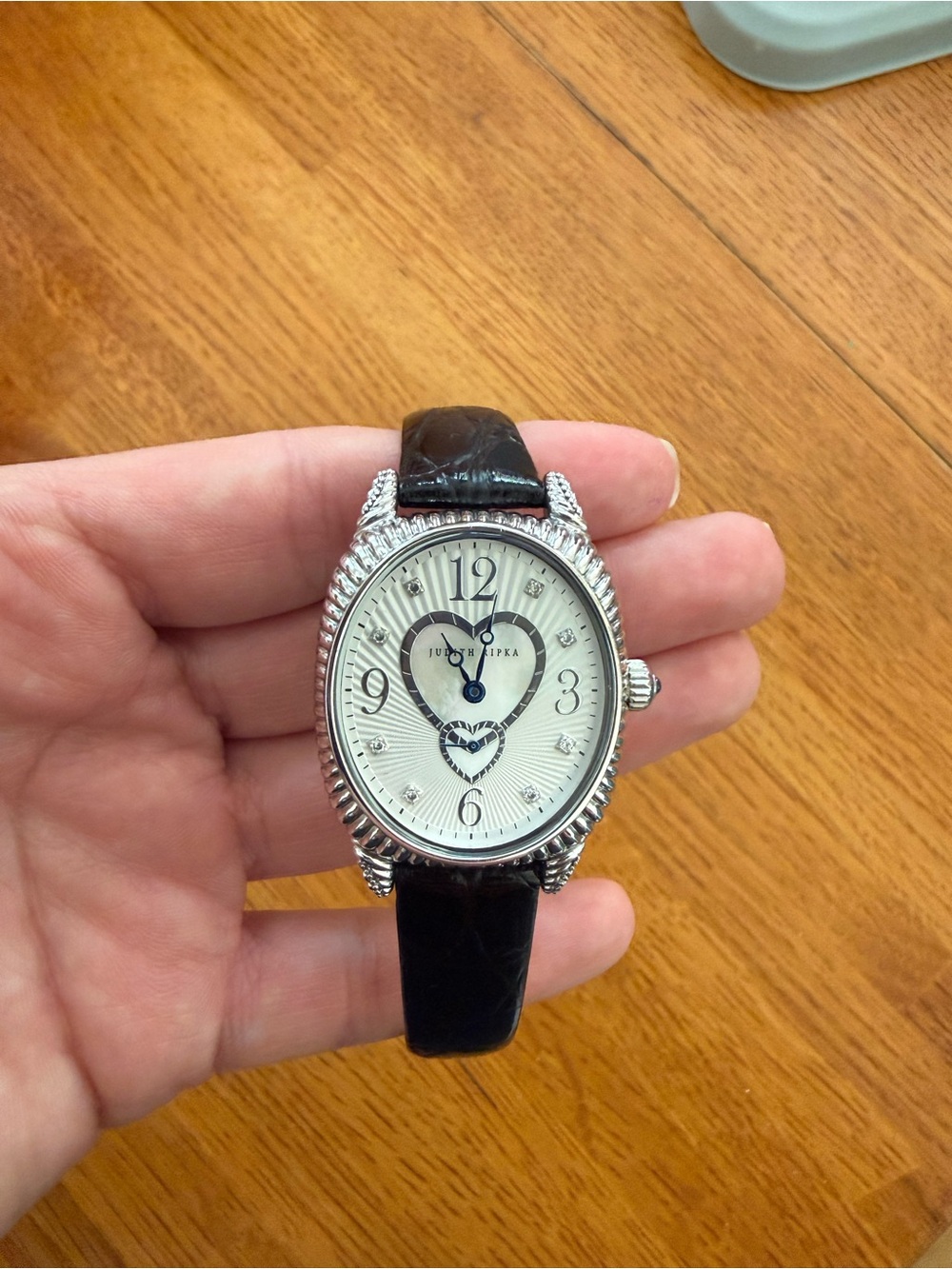 Judith Ripka Silver Heart Dial Watch - Black Strap